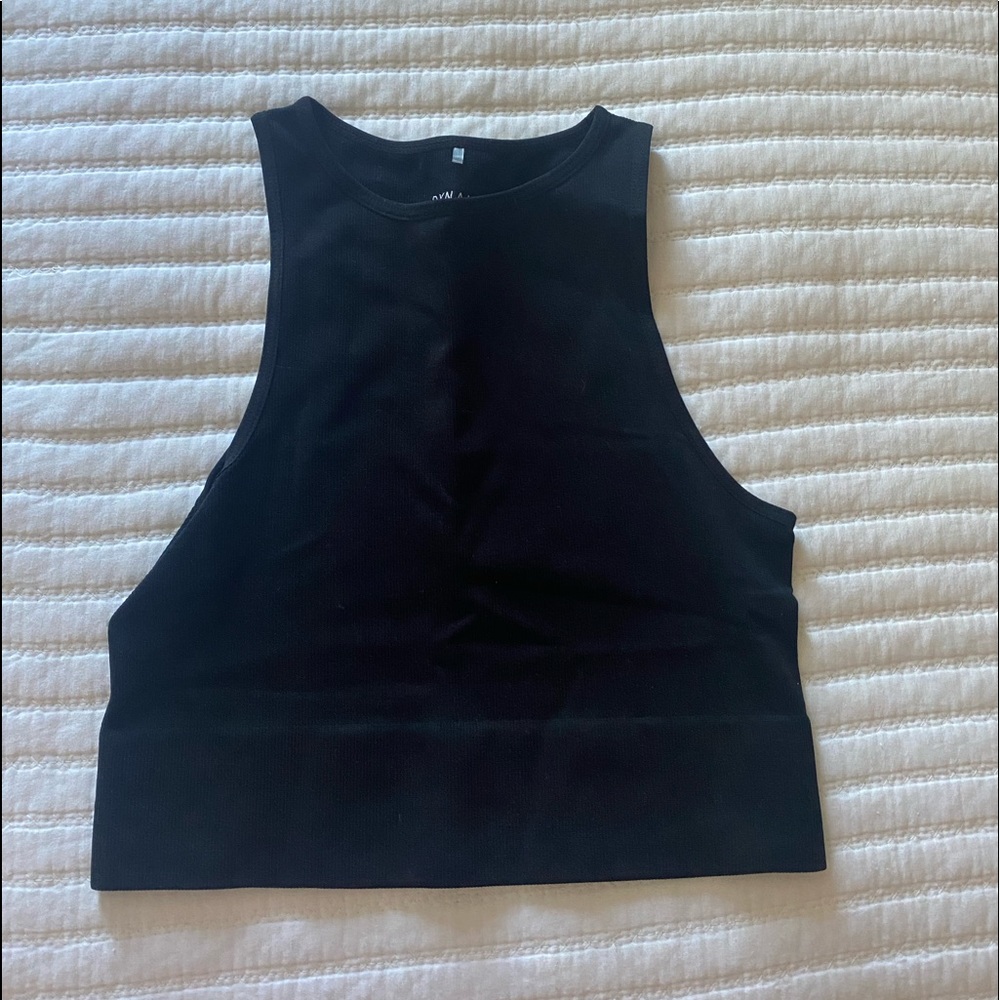 DYNAMITE! High neck crop tank top in black (SMALL)